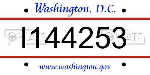 I144253 District Of Columbia License Plate