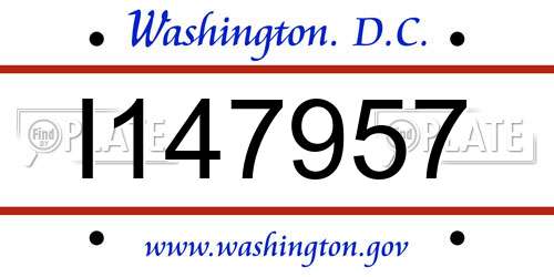 I147957 District Of Columbia License Plate