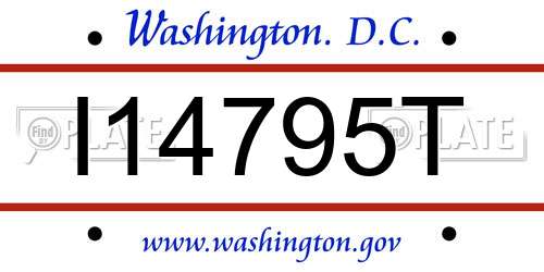 I14795T District Of Columbia License Plate