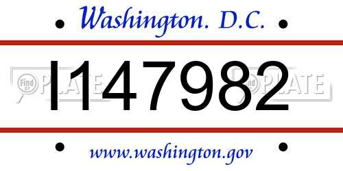 I147982 District Of Columbia License Plate