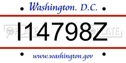 I14798Z District Of Columbia License Plate