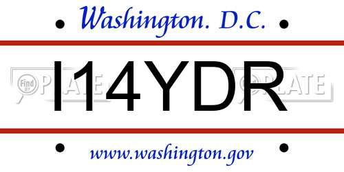 I14YDR District Of Columbia License Plate