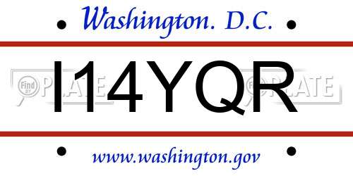 I14YQR District Of Columbia License Plate