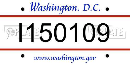 I150109 District Of Columbia License Plate