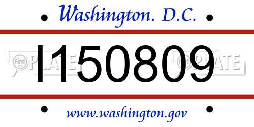I150809 District Of Columbia License Plate