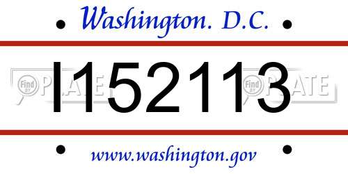 I152113 District Of Columbia License Plate