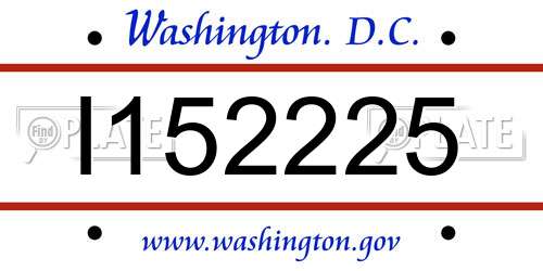 I152225 District Of Columbia License Plate