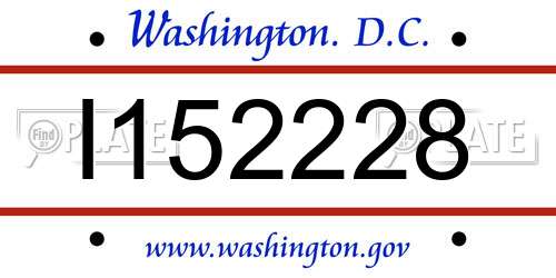 I152228 District Of Columbia License Plate