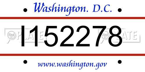 I152278 District Of Columbia License Plate