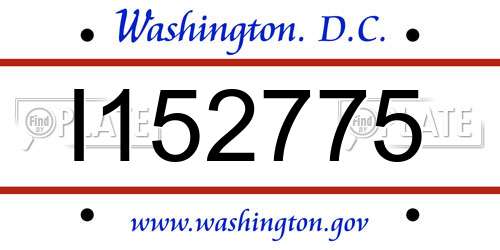 I152775 District Of Columbia License Plate