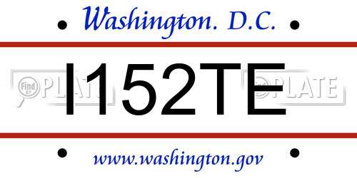 I152TE District Of Columbia License Plate