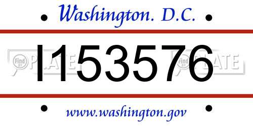 I153576 District Of Columbia License Plate
