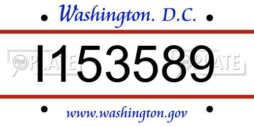 I153589 District Of Columbia License Plate