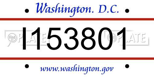 I153801 District Of Columbia License Plate