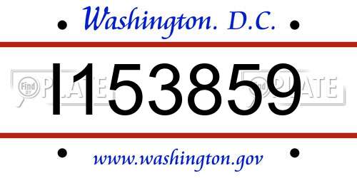 I153859 District Of Columbia License Plate