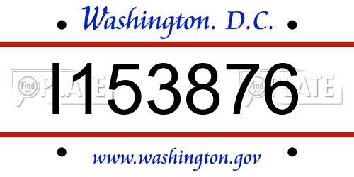 I153876 District Of Columbia License Plate
