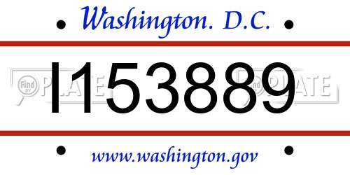 I153889 District Of Columbia License Plate