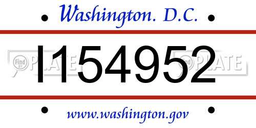 I154952 District Of Columbia License Plate