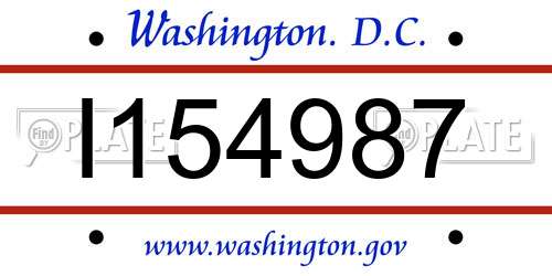 I154987 District Of Columbia License Plate