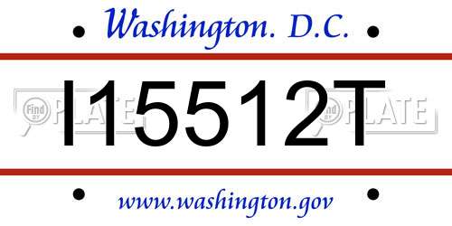 I15512T District Of Columbia License Plate