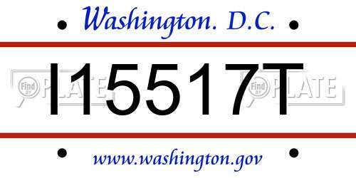 I15517T District Of Columbia License Plate