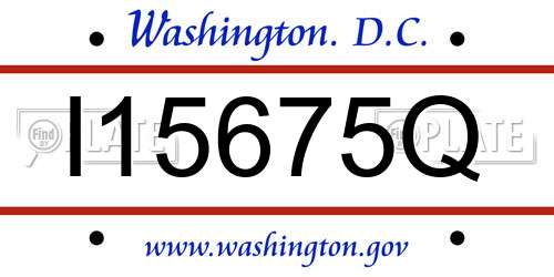 I15675Q District Of Columbia License Plate