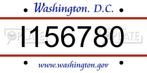 I156780 District Of Columbia License Plate