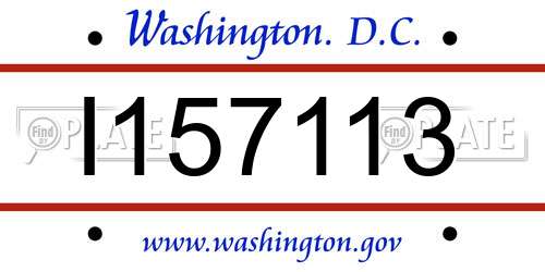 I157113 District Of Columbia License Plate