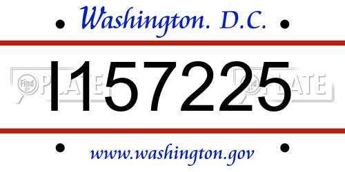 I157225 District Of Columbia License Plate