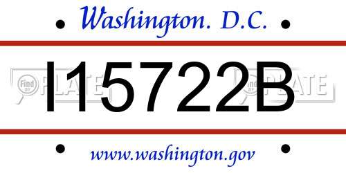I15722B District Of Columbia License Plate