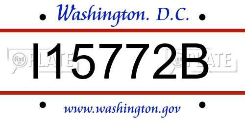 I15772B District Of Columbia License Plate