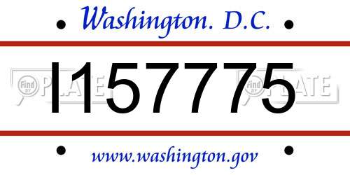 I157775 District Of Columbia License Plate