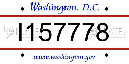 I157778 District Of Columbia License Plate