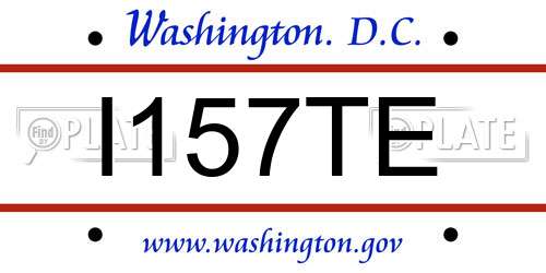 I157TE District Of Columbia License Plate