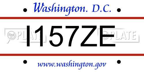 I157ZE District Of Columbia License Plate