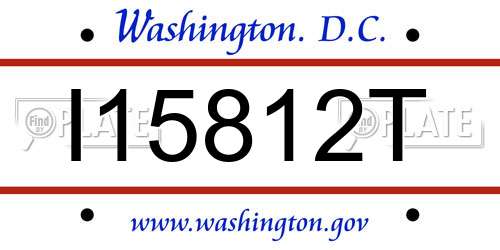 I15812T District Of Columbia License Plate