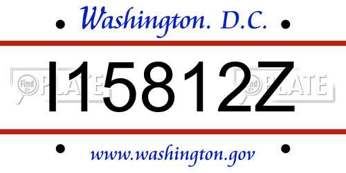 I15812Z District Of Columbia License Plate