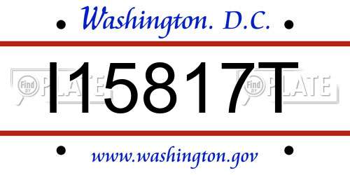 I15817T District Of Columbia License Plate