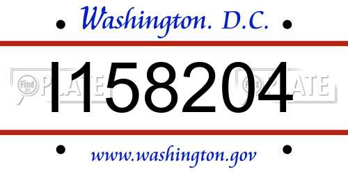 I158204 District Of Columbia License Plate