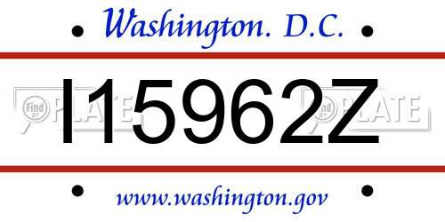 I15962Z District Of Columbia License Plate