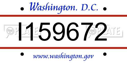 I159672 District Of Columbia License Plate