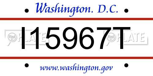 I15967T District Of Columbia License Plate