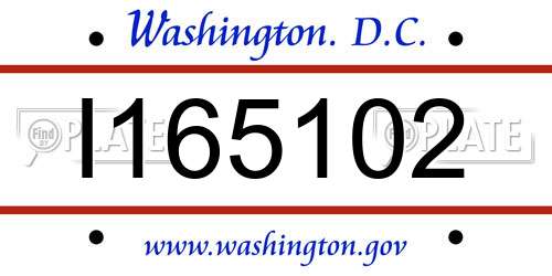 I165102 District Of Columbia License Plate