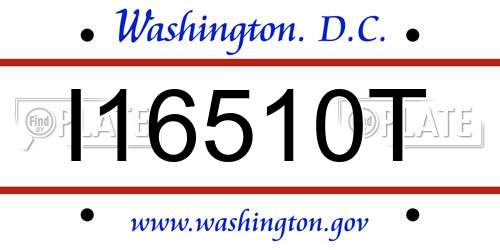 I16510T District Of Columbia License Plate