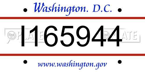 I165944 District Of Columbia License Plate