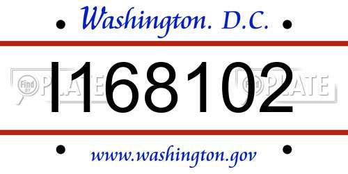 I168102 District Of Columbia License Plate