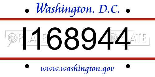 I168944 District Of Columbia License Plate