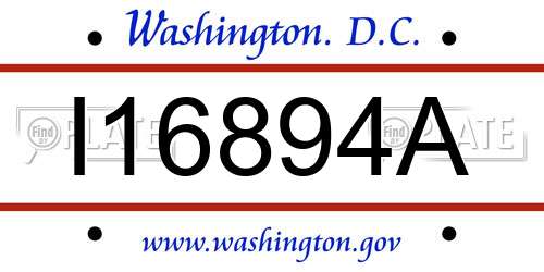 I16894A District Of Columbia License Plate