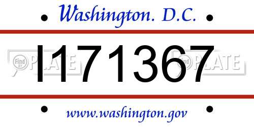I171367 District Of Columbia License Plate