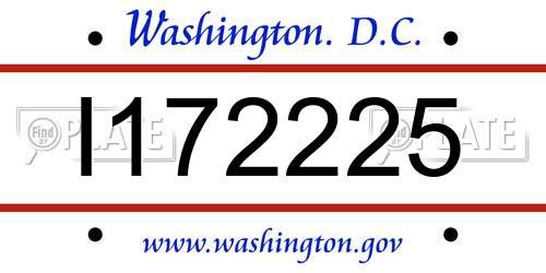 I172225 District Of Columbia License Plate